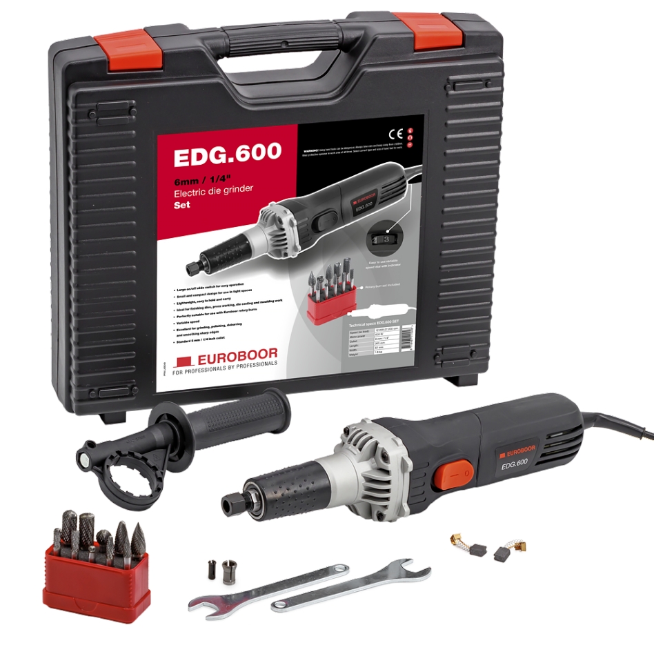 Euroboor 30514100008004 EDG.600 SET EU2 Gratschleifer 600 Watt im Koffer inkl. 10 Grate