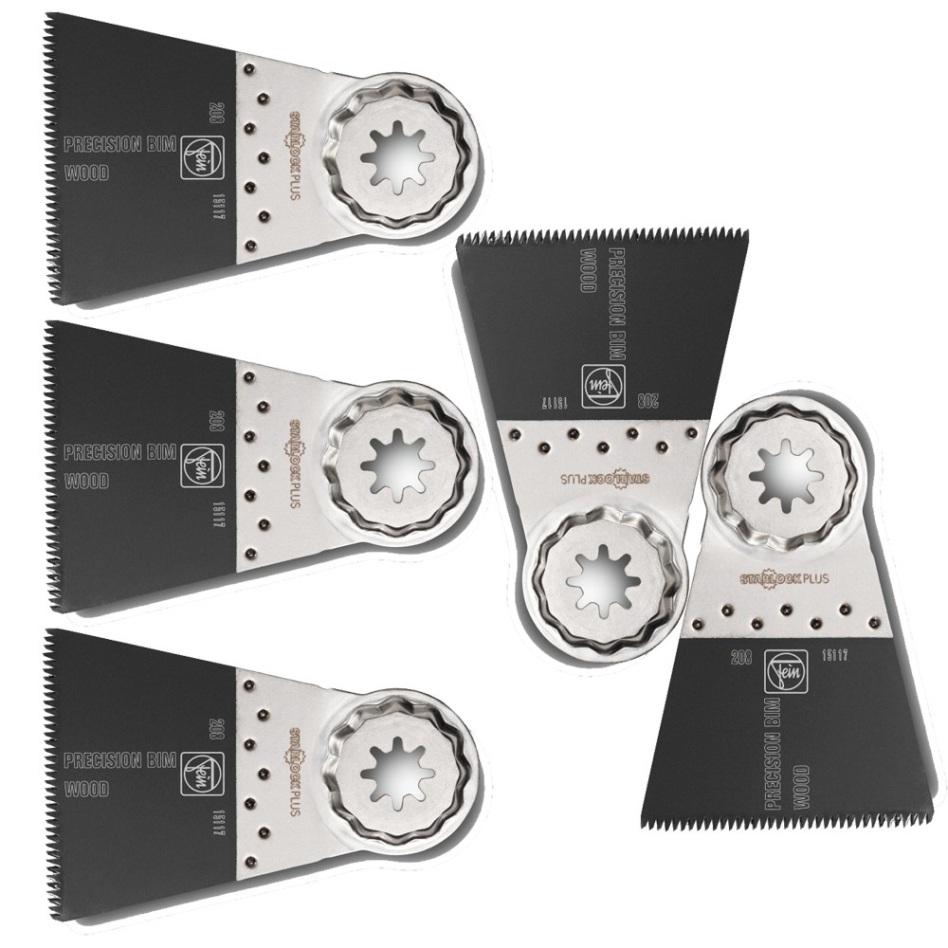 Fein Zubehör 63502208230 E-Cut Präzisionssägeblätter Bi-Metall SLP 65x50 mm Holz für Fein FMM Multimaster 5 Stück