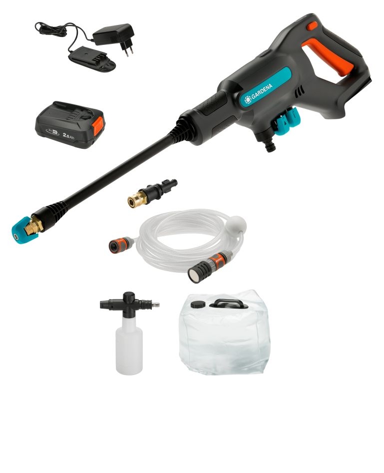 Gardena 14800-31 Akku-Mitteldruckreiniger AquaClean 24/18V P4A Premium Set