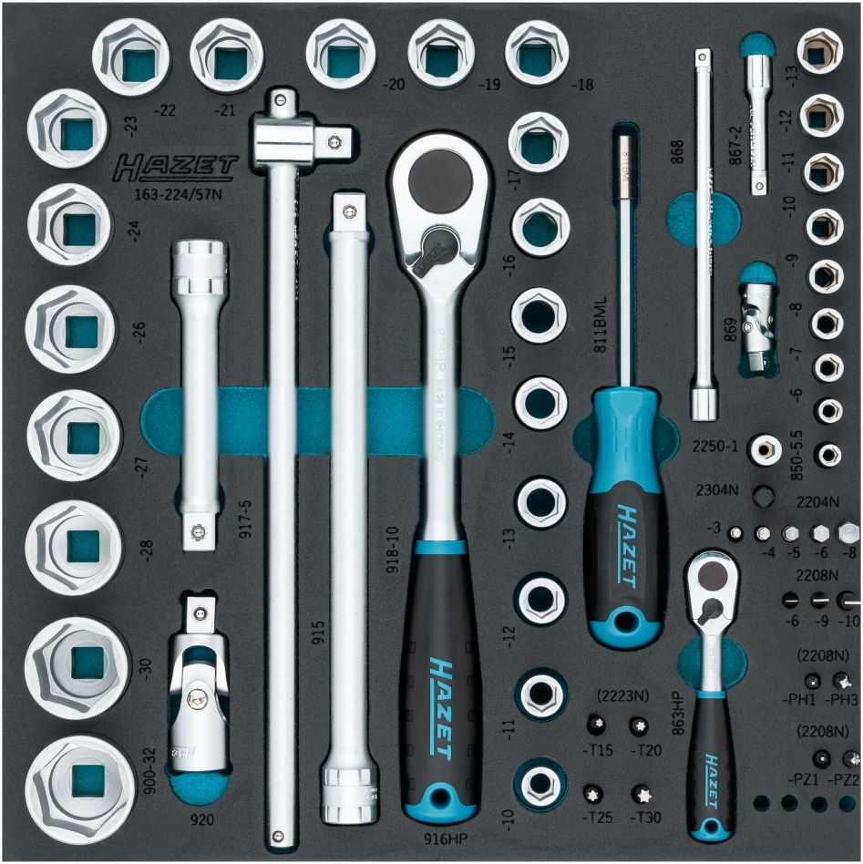 Hazet 163-224/57N Steckschl&uuml;ssel-/Schraubendreher-Set, 57-teilig