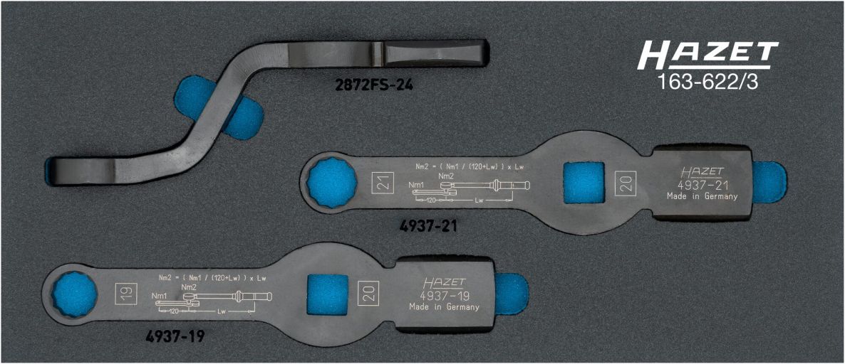 Hazet 163-622/3 Ring-Schlagschraubenschl&uuml;ssel-Set 1/2" Vierkant-Hohl, 3/4" Vierkant-Hohl, Au&szlig;enprofil Zw&ouml;lfkant, 3-teilig