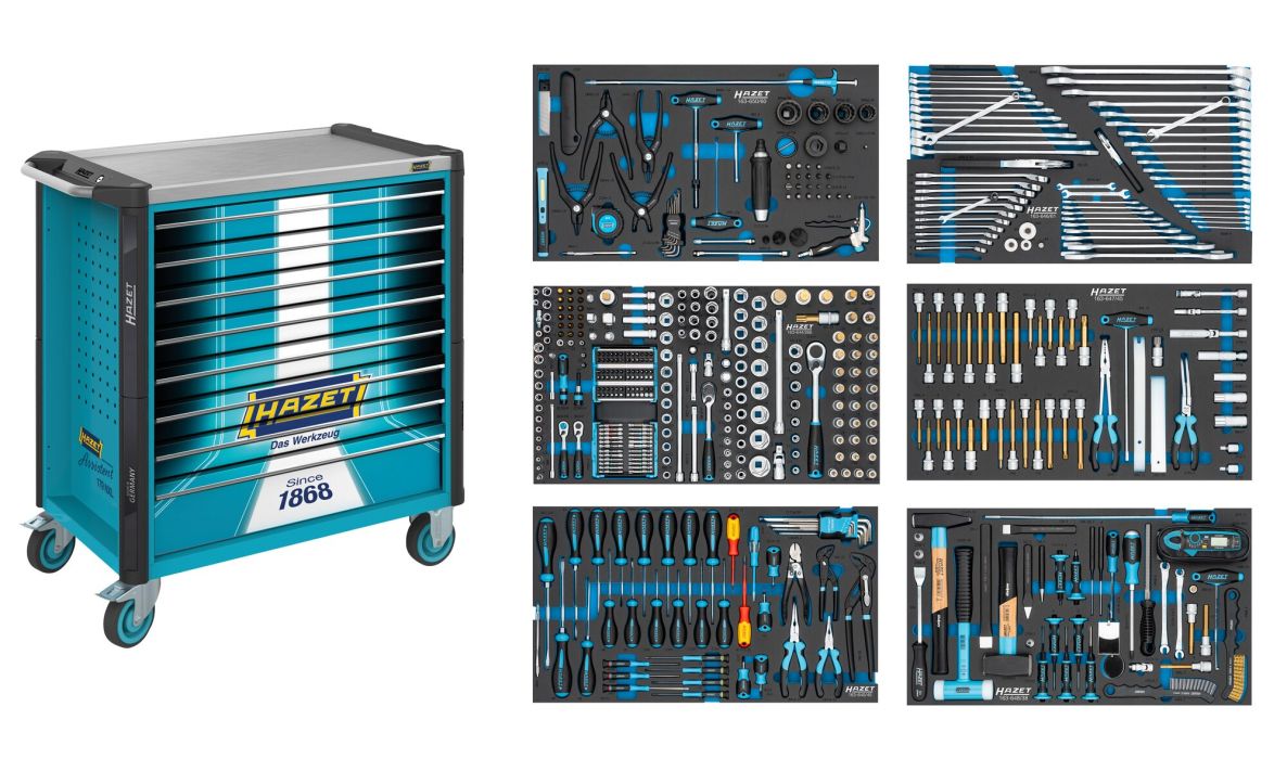 Hazet 179NXL-8S1/515 Werkzeugwagen „Assistent“ + 515-teiliges Sortiment, 8 Schubladen (7x flach, 1x tief)