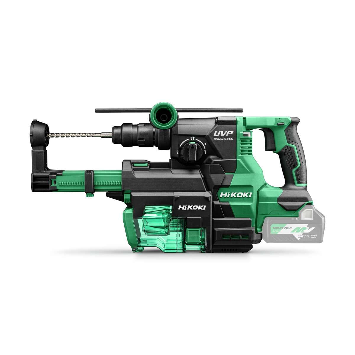HiKOKI DH3628DCW3Z SDS-Plus Akkubrecher 36V 3,2J inkl. Wechselfutter und Absaugung im HSC IV + HSC II Koffer