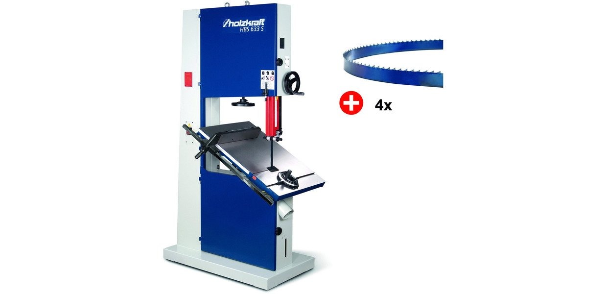 Holzkraft 7151500631 HBS633S IE3 PACK Vertikale Bandsägemaschine Holz 400V inkl. 5x Sägeband