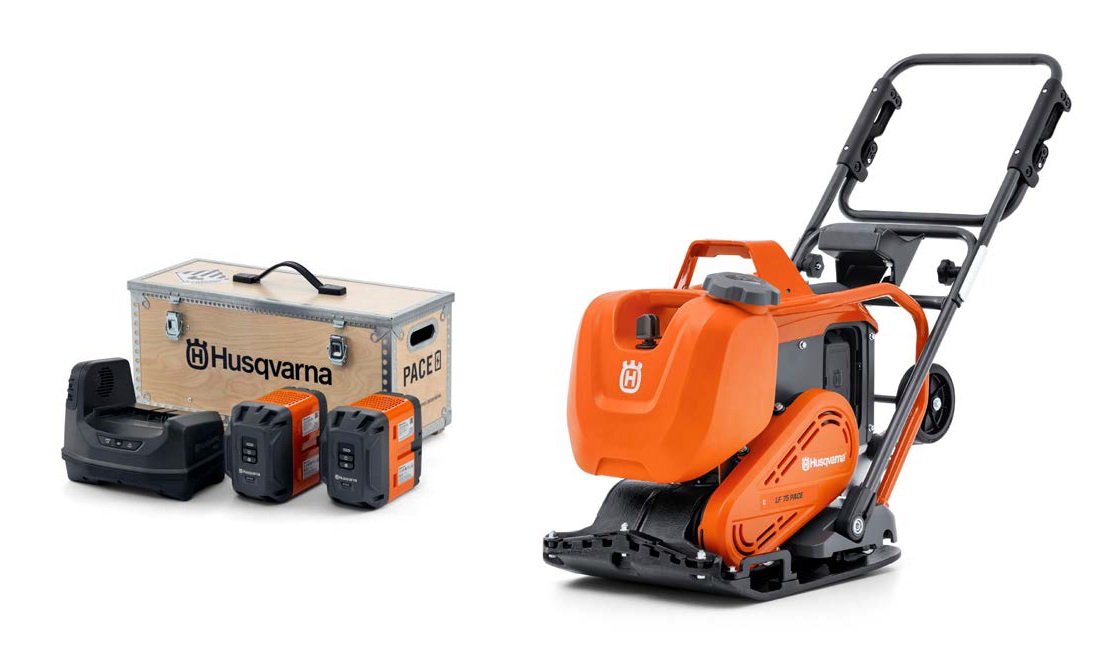 Husqvarna 970817301+970699501 LF 75 PACE Accu-Tril Platte 15 kN 500 mm 2x B750 Akku + C1800X Ladeger&auml;t im Koffer