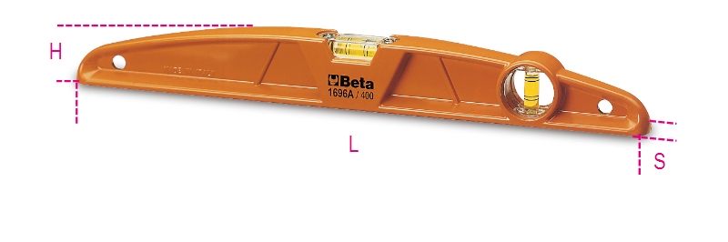 Beta 016960110 16960110 1696A 1000 Wasserwaagen aus Aluminiumguss, mit geschliffener Messfläche und zwei unzerbrechlichen Libellen, Genauigkeit: 1 mm/m