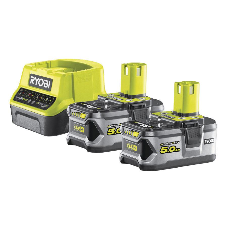 Ryobi Zubehör 5133003364 RC18120-250 2 x Akku 18 Volt 5.0 Ah Li-ion + Ladegerät
