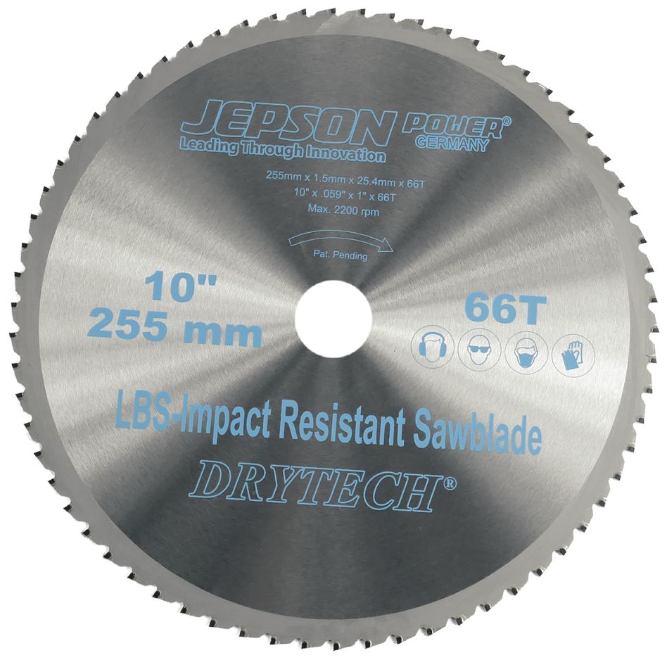 Jepson 72225566 Drytech HM-Kreissägeblatt LBS, stoßfest, Ø 255 x 25,4 x 1,5 mm, 66 Zähne, für dünnwandigen Stahl