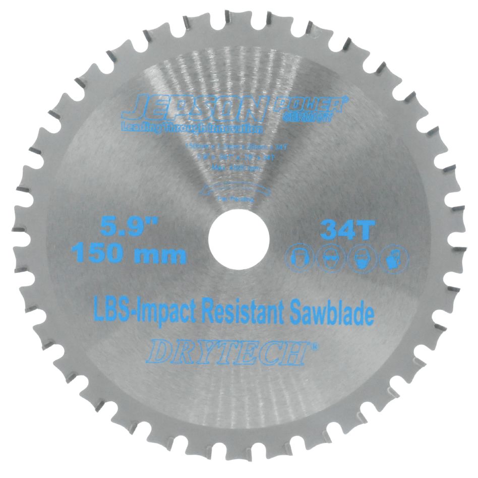 Jepson 72215034 Drytech HM-Kreissägeblatt LBS, stoßfest, Ø 150 x 20 x 1,2 mm, 34 Zähne, für dünnwandigen Stahl