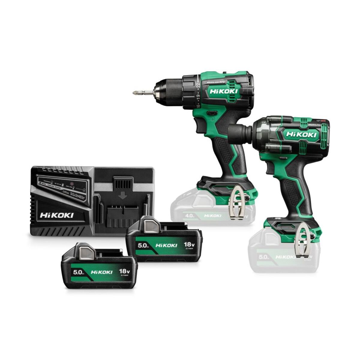 HiKOKI KC18DEWKZ Combo-Set - Akku-Bohrmaschine DS18DE + Akku-Schlagschrauber WR18DH 1/2" 18V 5.0Ah Li-Ion in HSC III