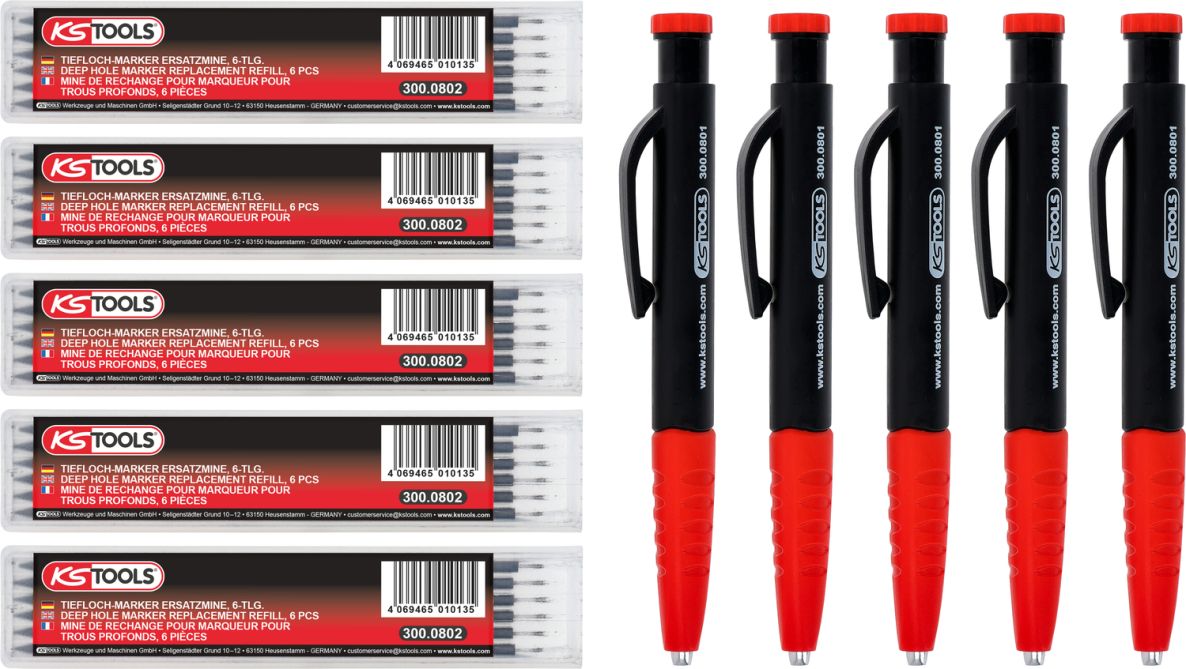 KS Tools 300.0800 2-in-1 Füller- und Tiefenmarker-Set 8-teilig 5 Stück
