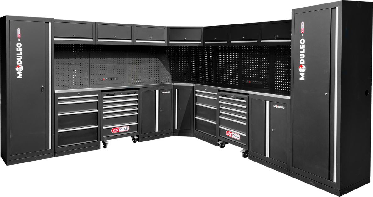 KS Tools 866.6285 L-f&ouml;rmiges Werkstatt-Schranksystem 3400 x 3400 mm