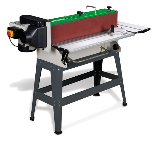 Holzstar 715900790 Bandschleifmaschine KSO790 mit langer Arbeitsfläche und stabilen Tischen.