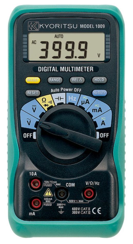 Kyoritsu 010090301C Digitales Multimeter, 0-600VAC/DC, 10A AC/DC, mit Messleitungen