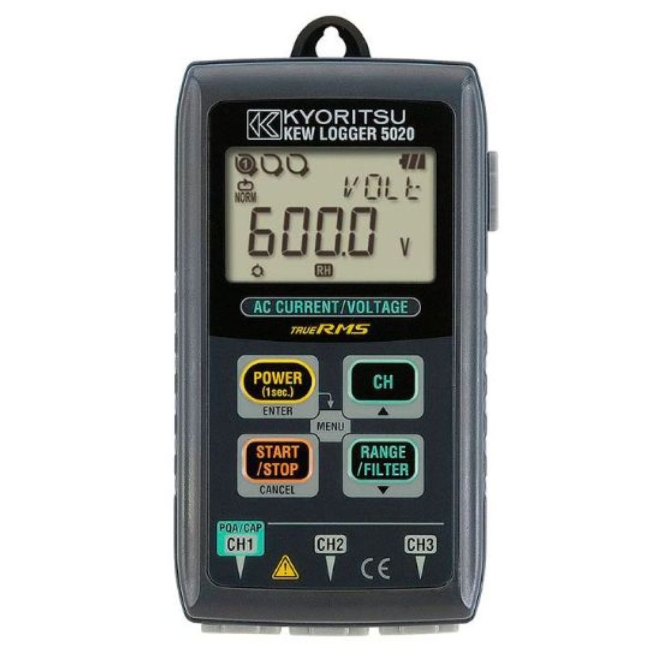 Kyoritsu 050200001A Dreikanal-TRMS-AC-Strom/Spannung/Ereignis-Logger, 60.000 Messwerte