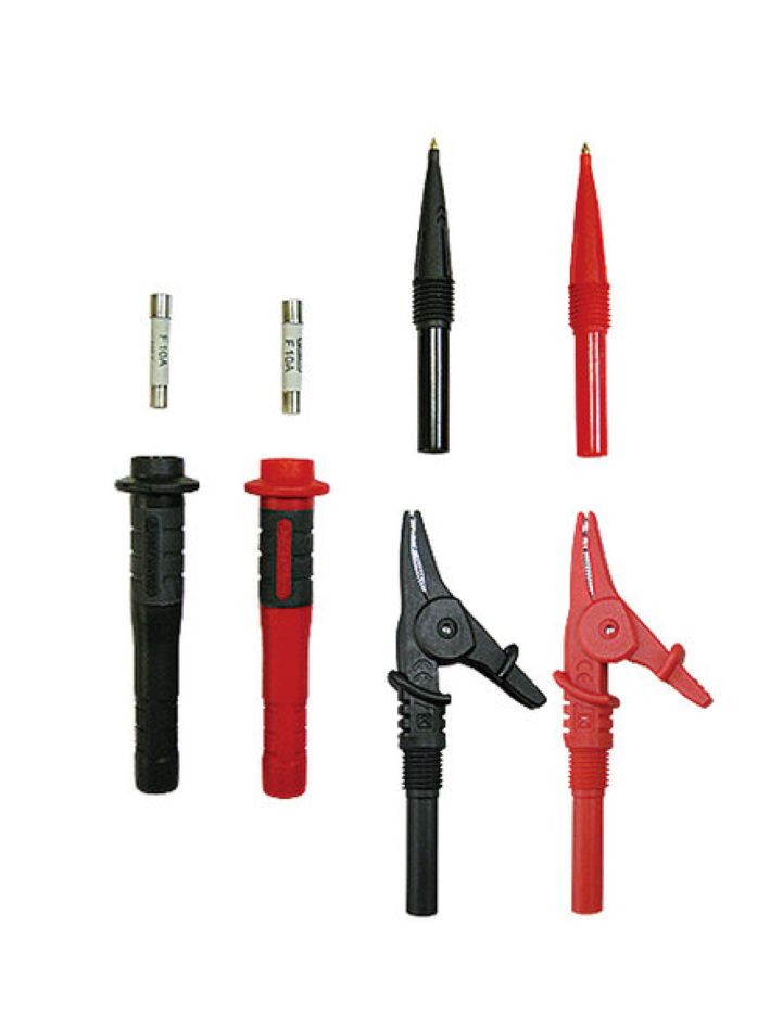 Kyoritsu 17155B0000 Abgesicherte Prüfstifte und Krokodilklemmen (rot/schwarz)