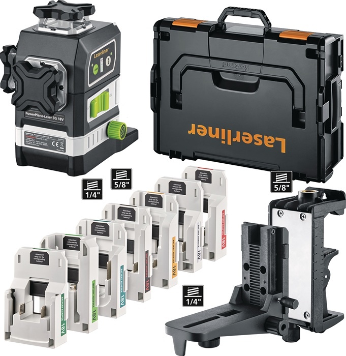 Laserliner 036.380-1 PowerPlane-Laser 3G Multi 18 V  inkl. 7 Netzteile