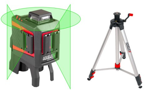 Levelfix 556248 CCL210G SET Kreuzlinienlaser mit grünem Strahl + Stativ 1,5 m