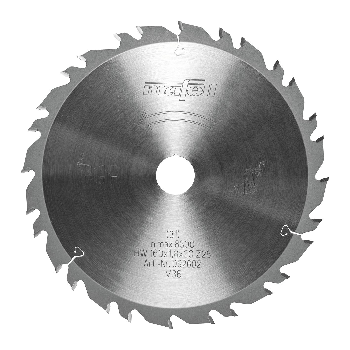 Mafell Zubehör 092602 Sägeblatt-GT, 160 x 1,2/1,8 x 20 mm, Z 28-7, 3WZ/FZ universal für Holz