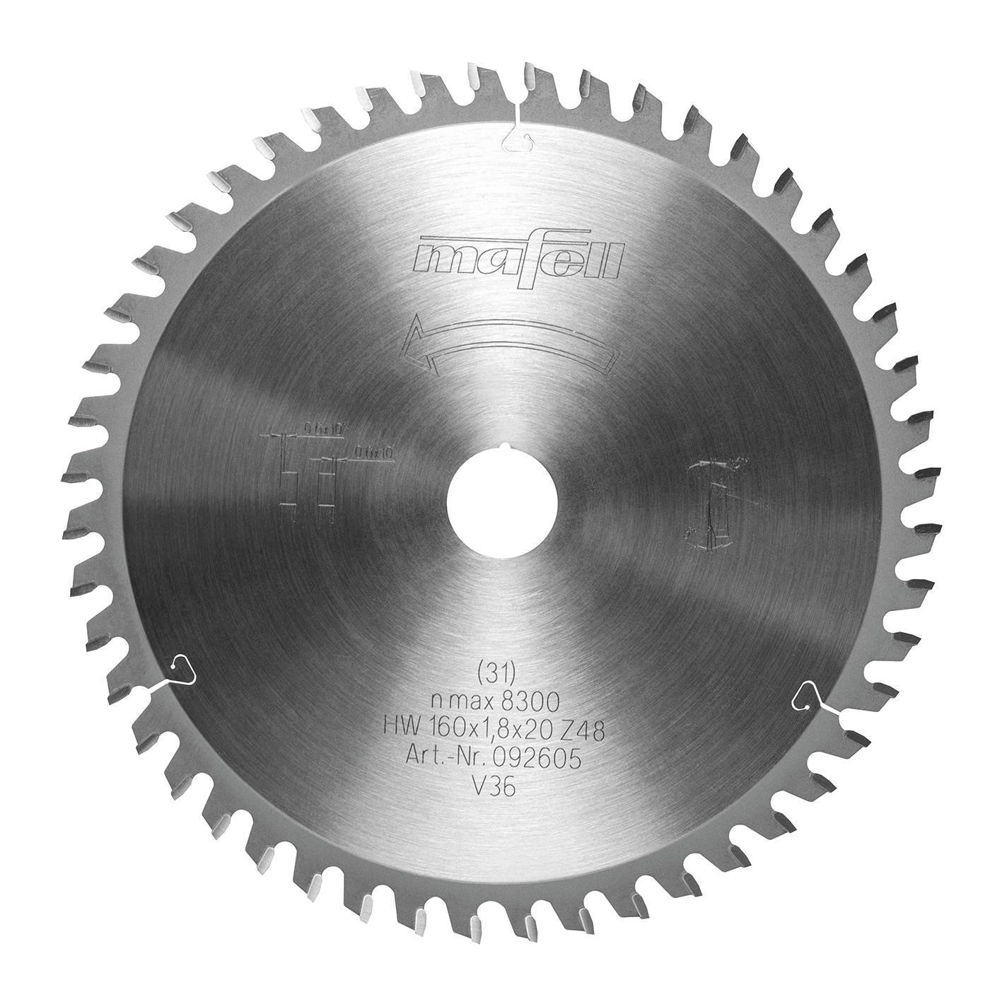 Mafell Zubehör 092605 Sägeblatt-HM, 160 x 1,2/1,8 x 20 mm, Z48, 2FZFA für Aluminium/Kunststoff