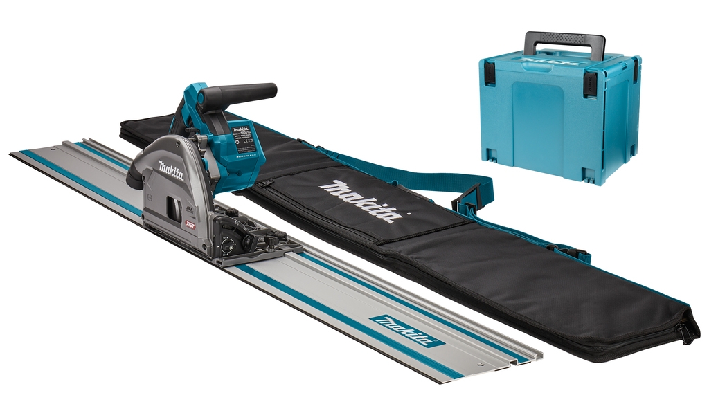 Makita SP001GZ04 Accu Kreissäge 40V Max ohne Batterien und Ladegerät mit AWS Sender + Führungsschiene 1500mm + Tasche