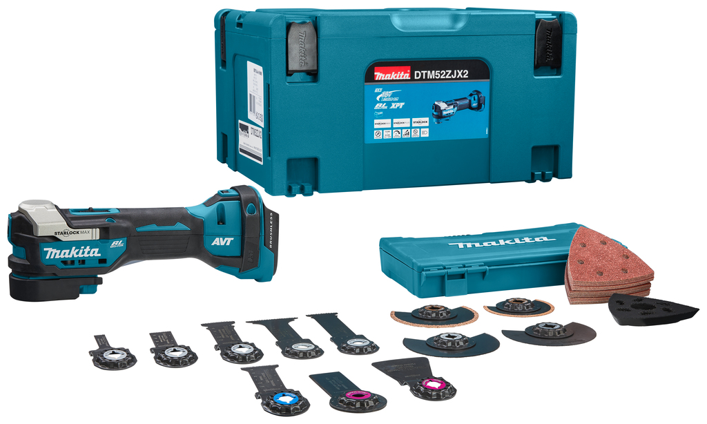 Makita DTM52ZJX2 Multitool Starlock Max 18V + Zubehörset ohne Akkus und Ladegerät