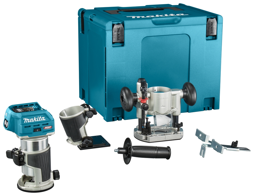 Makita RT001GZ10 Ober- und Kantenfräse 40V Max ohne Akkus und Ladegerät mit Zubehör in MBox