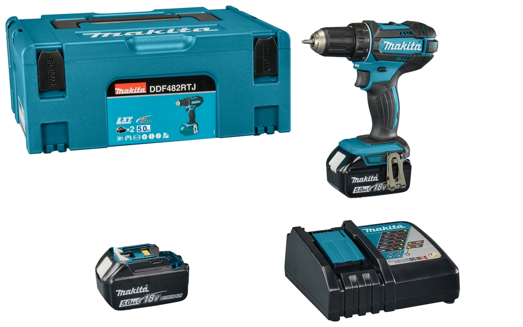 Makita DDF482RTJ Akku-Bohrschrauber 18 V inkl. 2 × 5,0 Ah und Ladegerät in der Mbox + 5 Jahre Händlergarantie!