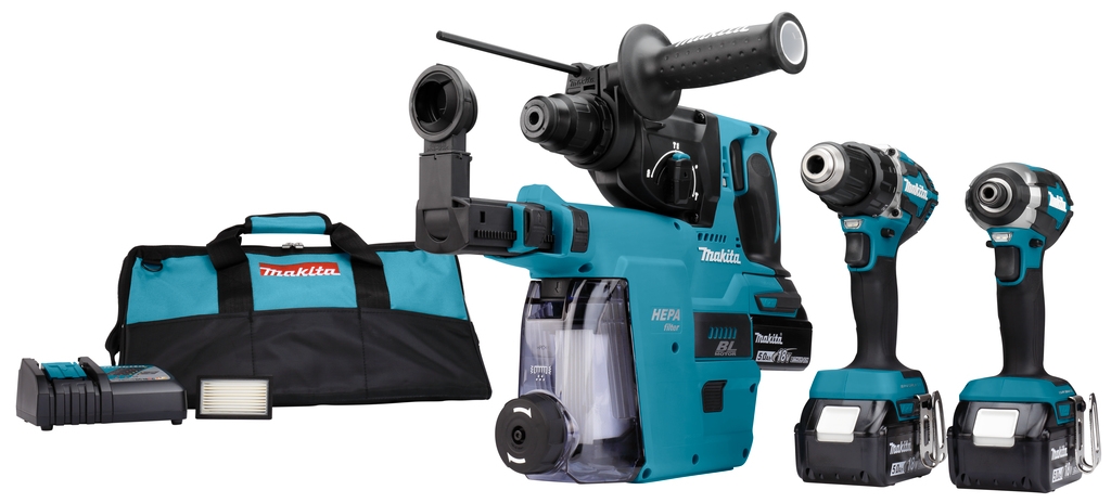 Makita DLX3106TW1 Kombiset DDF484|DTD153|DHR242 18 V, 5,0 Ah, Li-Ionen, 3 Akkus