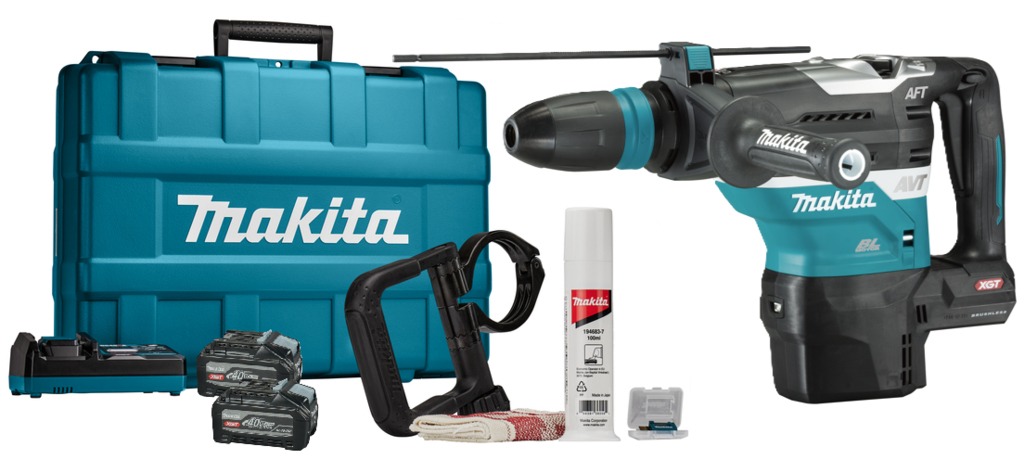 Makita HR005GU201 XGT 40 V Max Kombihammer inkl. 2x 4,0 Ah Akku, Schnellladeger&auml;t und AWS-Sender im Koffer