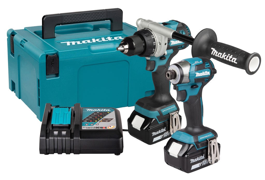 Makita DLX2573TJ LXT 18V Combiset 2-Maschinen Bohrmaschine und (Schlag-)Schraube 2x 18V 5.0Ah Akkus und Schnellladeger&auml;t in Mbox