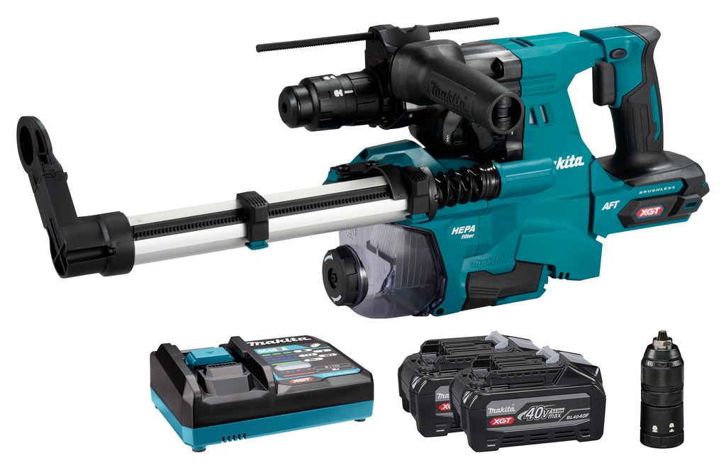 Makita HR012GU202 XGT 40V Max Akku-Kombihammer mit Absaugung inkl. 2x 40V 4.0Ah Akkus und Schnellladeger&auml;t in Mbox