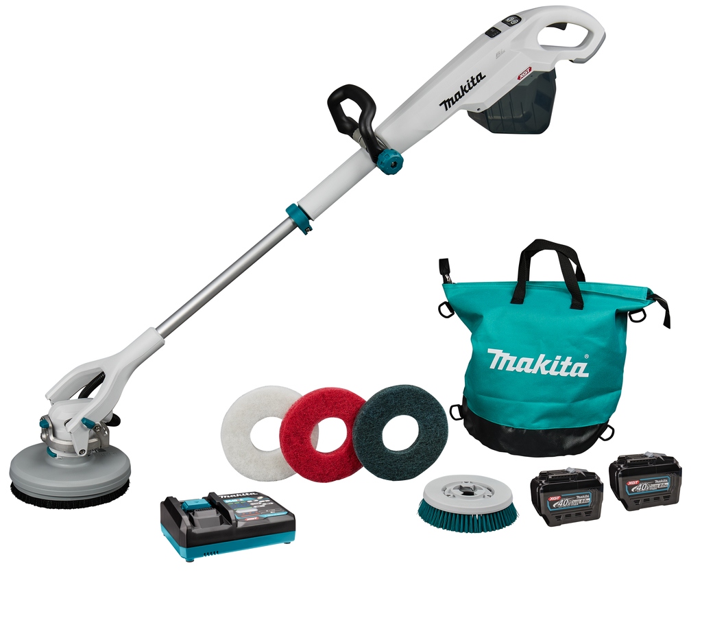 Makita PS001GL2NL1 XGT 40 V Max Akku-Schrubber/Polierer 2x 40V 8.0Ah Akkus und Schnellladegerät im Karton
