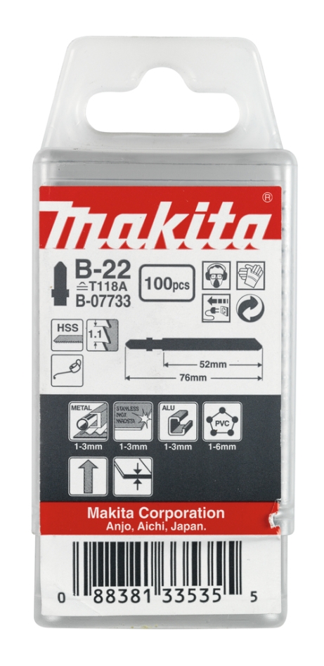 Makita Zubehör B-07733 Stichsägeblatt B22 100 Stück