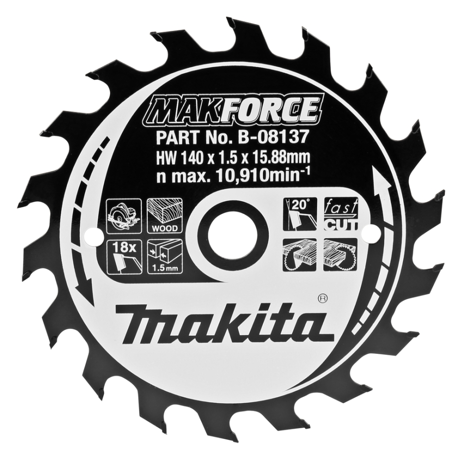 Makita Zubehör B-08137 HM-Sägeblatt Holz 140 x 16 x 18T