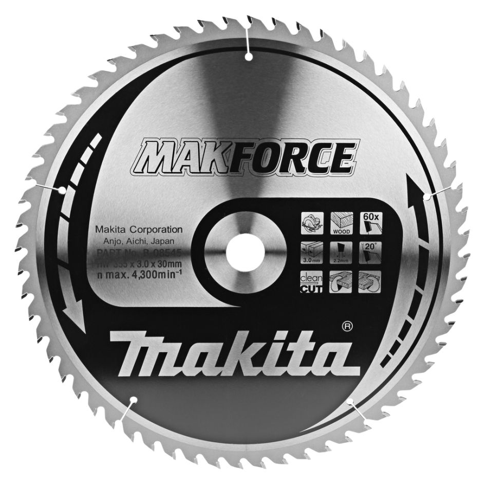 Makita Zubehör B-08545 HM-Sägeblatt für Holz 355 x 30 x 60T