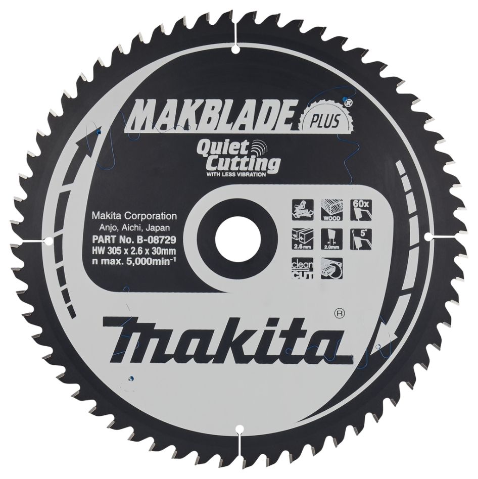 Makita Zubehör B-08729 Holzsägeblatt Makblade-Plus 305x30x2,6 60T 5G