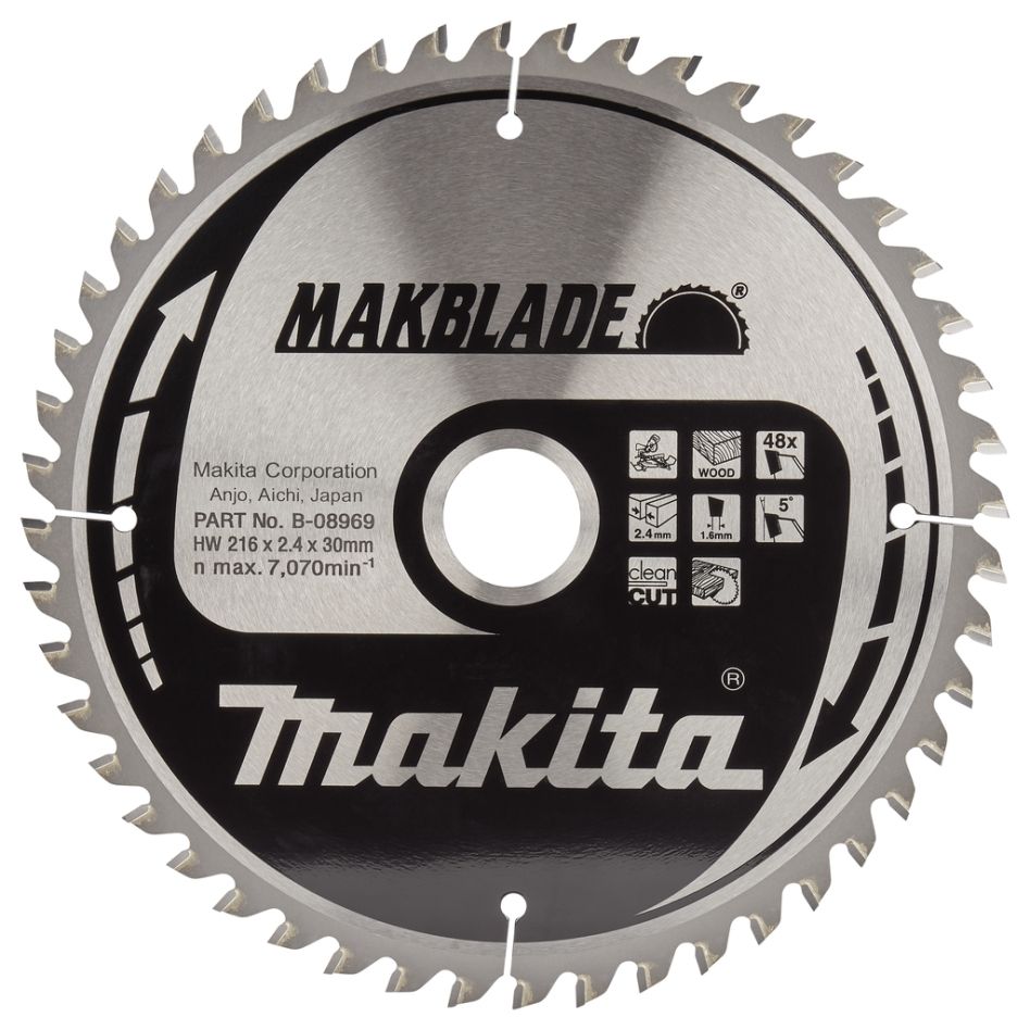 Makita Zubehör B-08969 Holzsägeblatt Makblade 216x30x2.4 48T 5G
