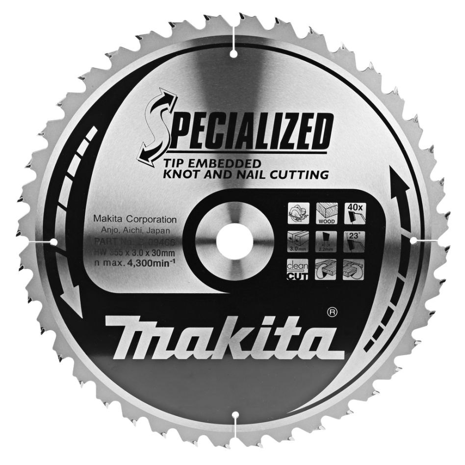 Makita Zubehör B-09466 HM-Sägeblatt Tip E 355 x 30 x 40T