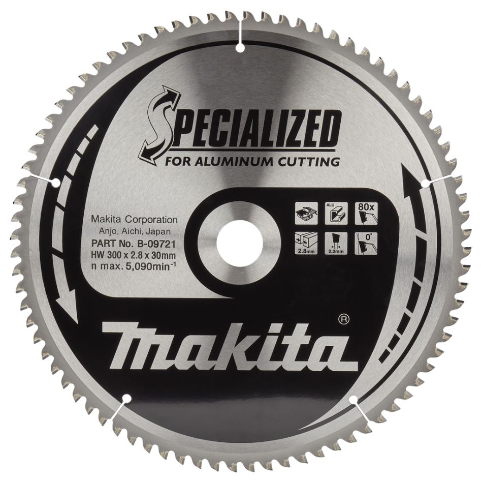 Makita Zubehör B-09721 Tischkreissägeblatt Aluminium Spezialisiert 300x30x2,8 80T 0g