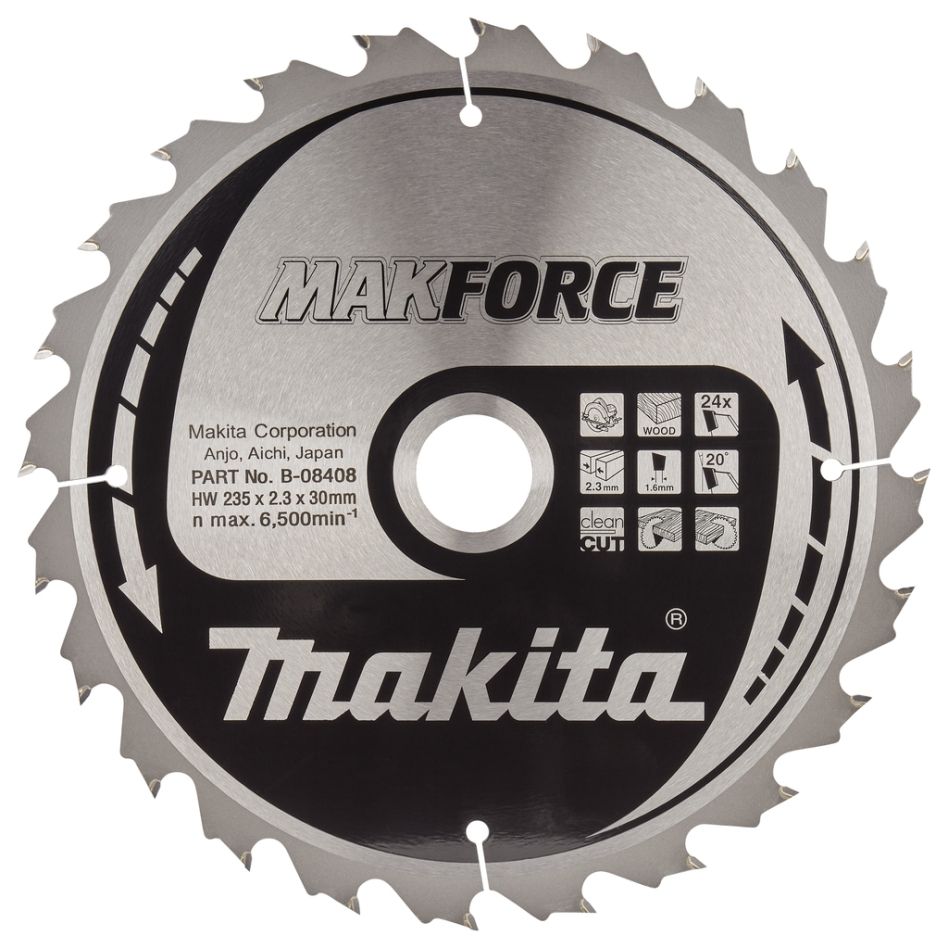 Makita Zubehör B-08408 Kreissägeblatt Timber Makforce 235x30x2.3 24T 20G