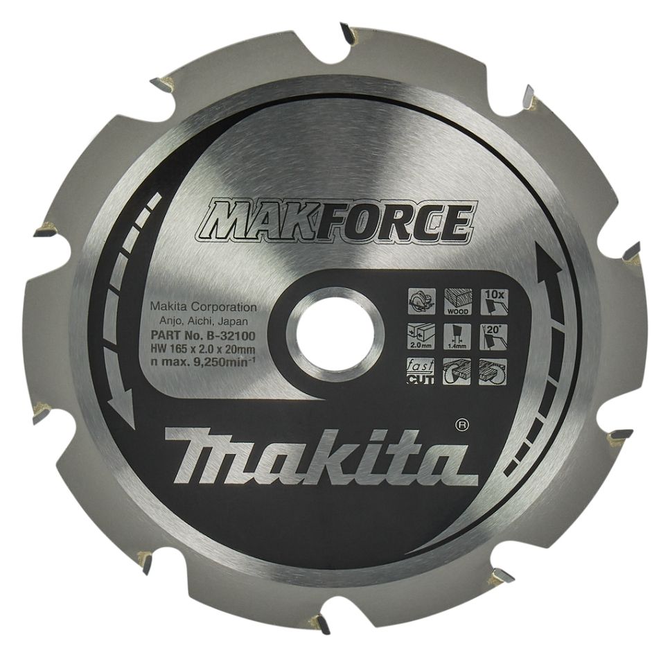 Makita Zubehör B-32100 HM-Sägeblatt Holz 165 x 20 x 10T
