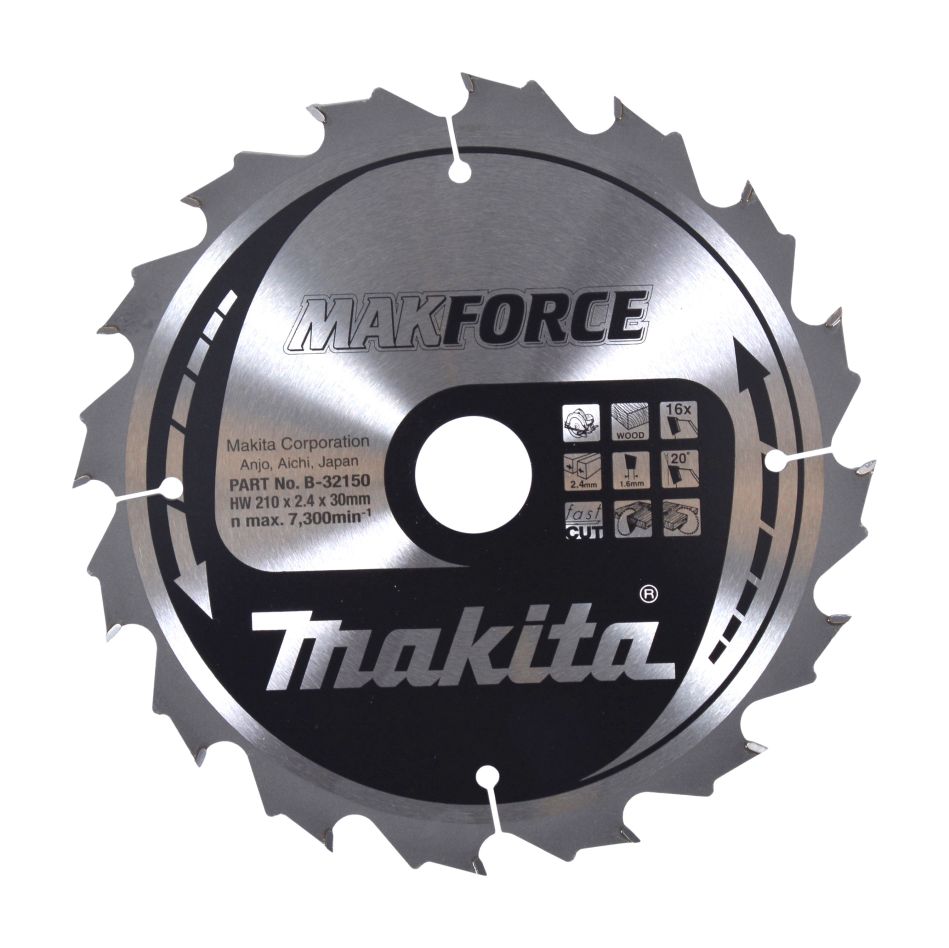 Makita Zubehör B-32150 Makforce Kreissägeblatt Holz 210x30x2,4 16T 20g