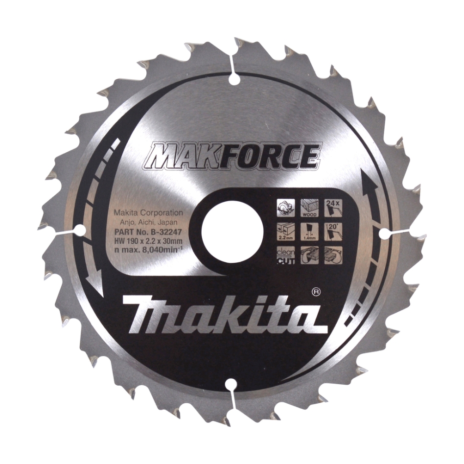 Makita Zubehör B-32247 HM-Sägeblatt Holz 190 x 30 x 24T