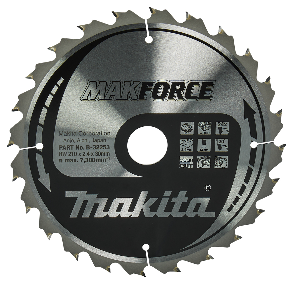 Makita Zubehör B-32253 Kreissägeblatt Holz Makforce 210x30x2,4 24T 20g