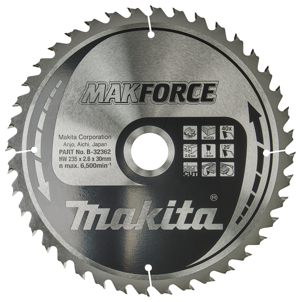 Makita Zubehör B-32362 Kreissägeblatt Holz Makforce 235x30x2,6 40T 20g