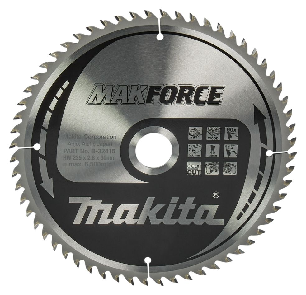 Makita Zubehör B-32415 HM-Sägeblatt Holz 235 x 30/25 x 60T