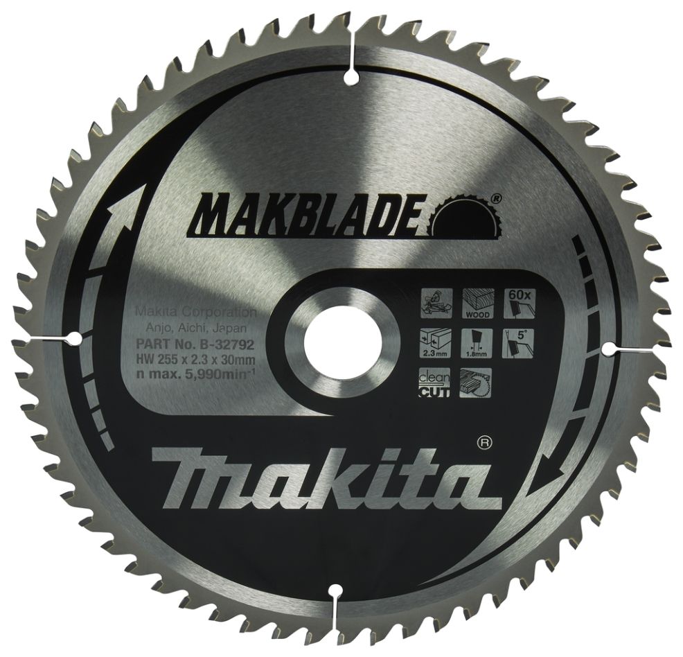 Makita Zubehör B-32792 Trennsägeblatt Holz Makblade 255x30x2.3 60T 5G