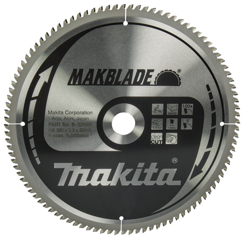 Makita Zubehör B-32889 HM-Sägeblatt für Holz 305 x 30 x 100T