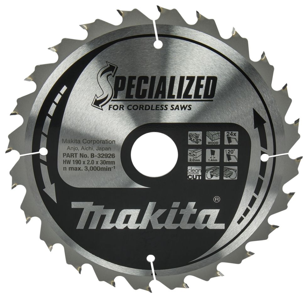 Makita Zubehör B-32926 HM-Sägeblatt 190 x 30 x 24T 20g